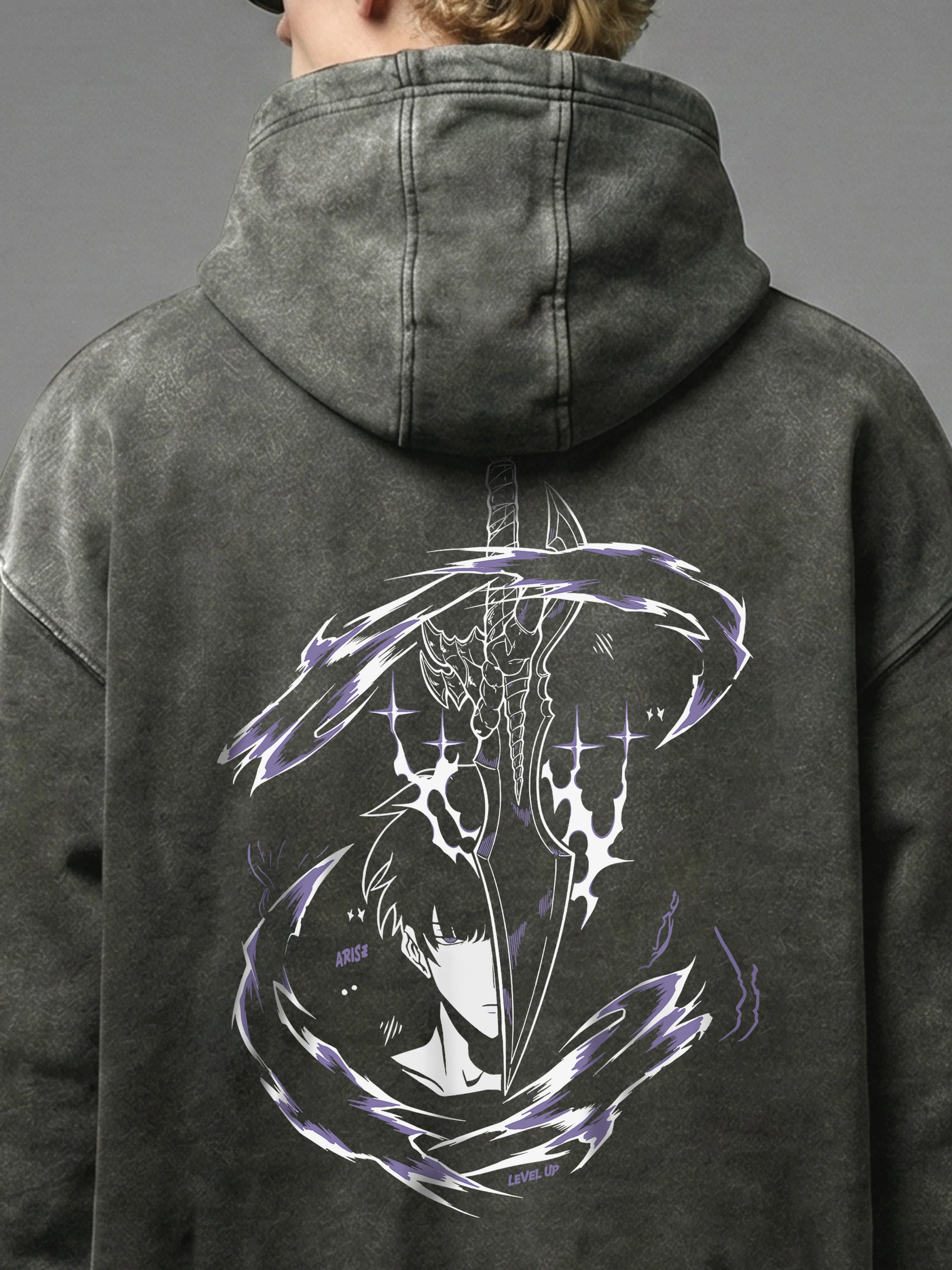 Jin Woo - Solo Leveling - Acid Washed Hoodie - Image 3